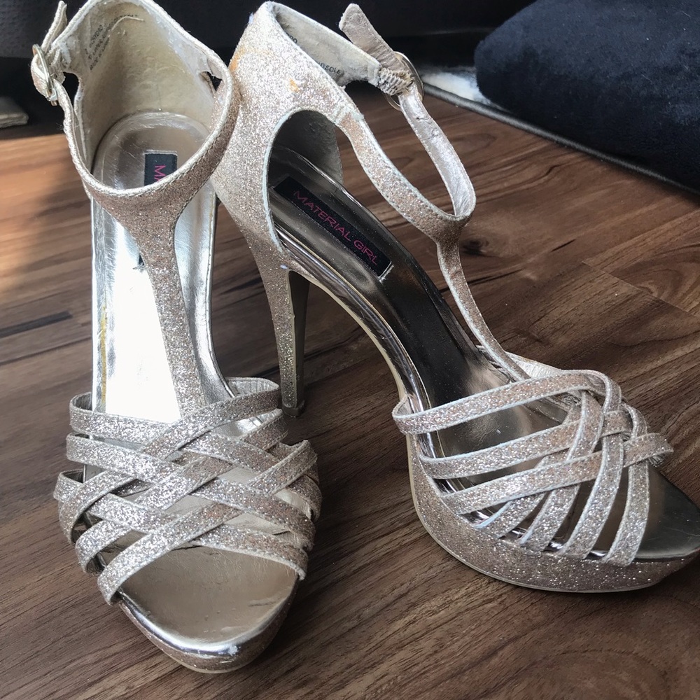 Gold T-Strap Heels